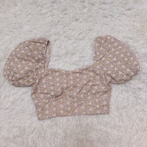 Storia Pink Floral Puff Sleeve Blouse